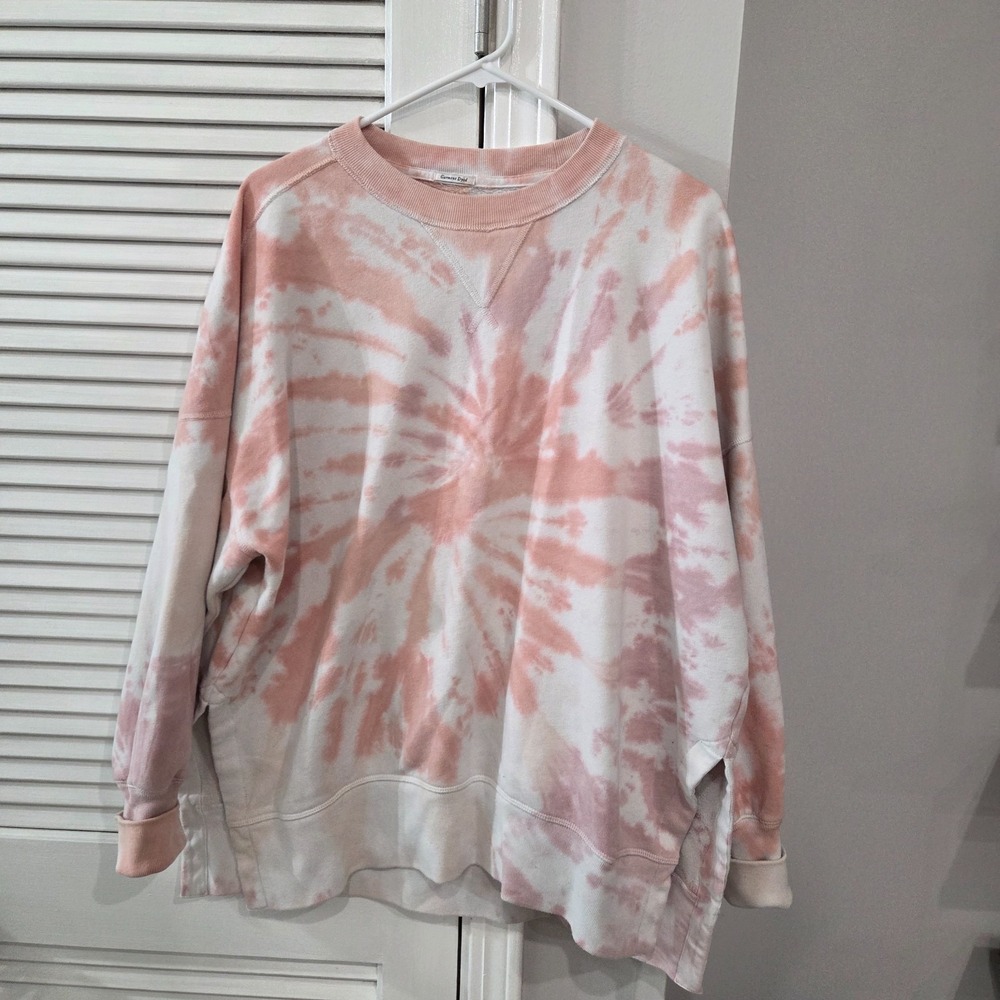 Abercrombie & Fitch Soft A&F Pink & White Tie-Dye Crewneck Sweatshirt Size Med